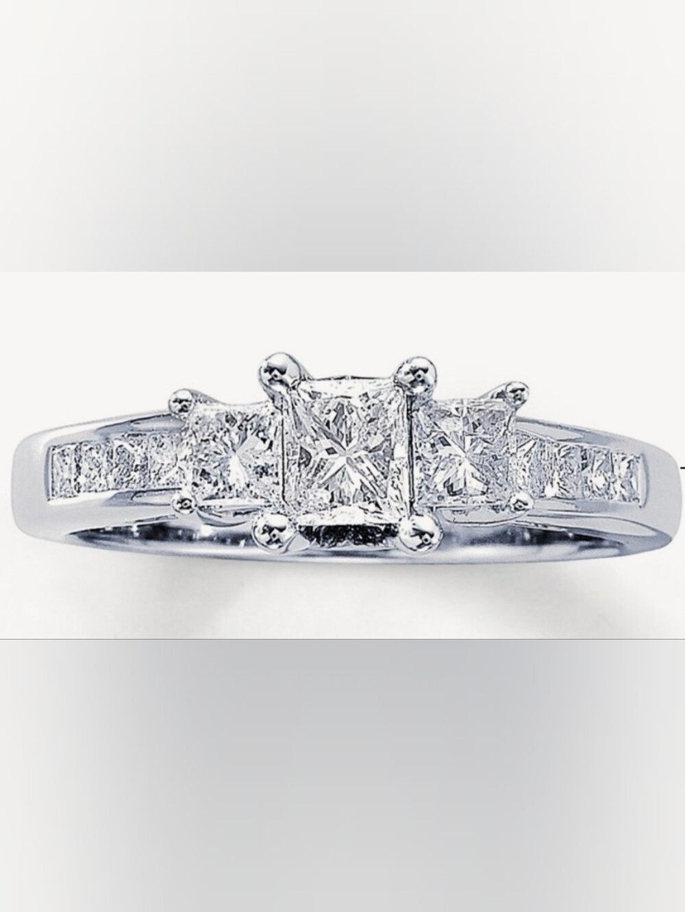 Three-Stone Princess Cut 2CT Diamond Ring in White